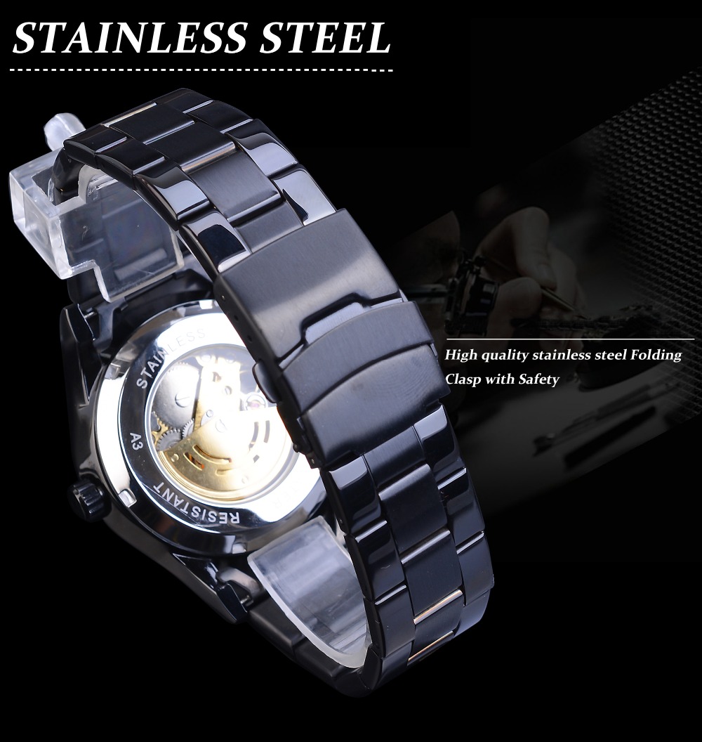 Forsining Men Wrist Watch Dragon Automatic Mechanical Stainless Steel