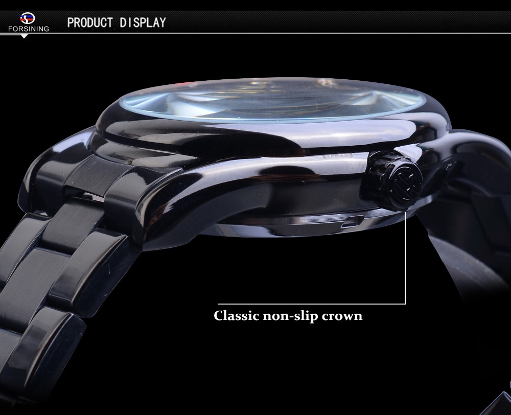 Forsining Men Wrist Watch Dragon Automatic Mechanical Stainless Steel