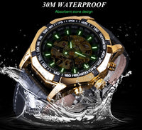 Forsining Waterproof Golden Black Skeleton Two Button