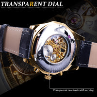 Forsining Waterproof Golden Black Skeleton Two Button