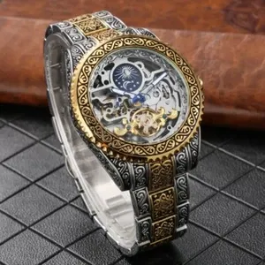 Forsining Skeleton Carved Tourbillon Mechanical Watches Luxury Men's Wristwatch