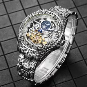 Forsining Skeleton Carved Tourbillon Mechanical Watches Luxury Men's Wristwatch