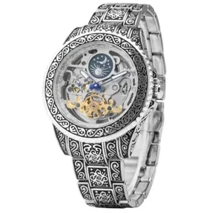 Forsining Skeleton Carved Tourbillon Mechanical Watches Luxury Men's Wristwatch