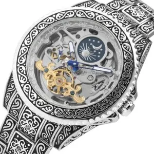 Forsining Skeleton Carved Tourbillon Mechanical Watches Luxury Men's Wristwatch