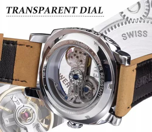 Forsining Men’s Automatic Square Retro Carved Skeleton Luxury Waterproof Watch