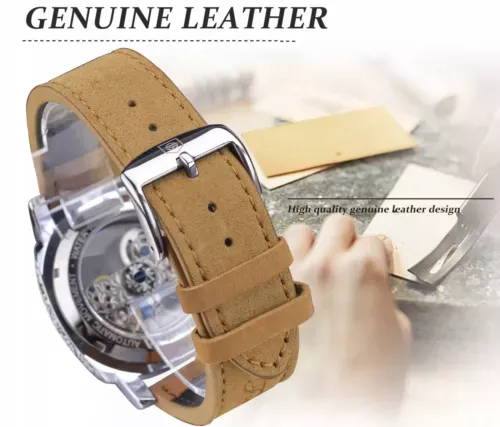 Forsining Men’s Automatic Square Retro Carved Skeleton Luxury Waterproof Watch