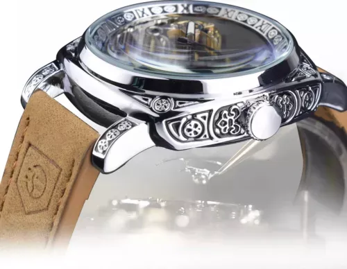 Forsining Men’s Automatic Square Retro Carved Skeleton Luxury Waterproof Watch