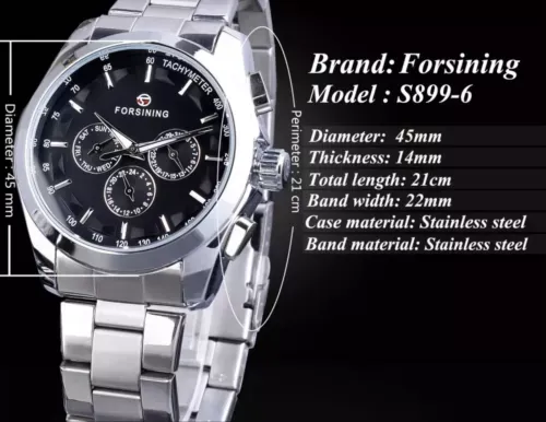 Forsining Mens Luxury Watch Working sub-Dials. Waterproof.