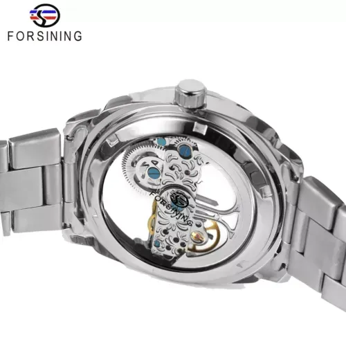 Forsining Watch for Men Skeleton Square Mechanical Automatic Luminous Waterproof