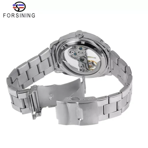 Forsining Watch for Men Skeleton Square Mechanical Automatic Luminous Waterproof