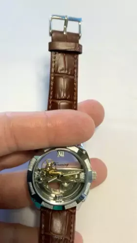 Forsining Mens Skeleton Mechanical Waterproof Luxury Watch Leather Hollow