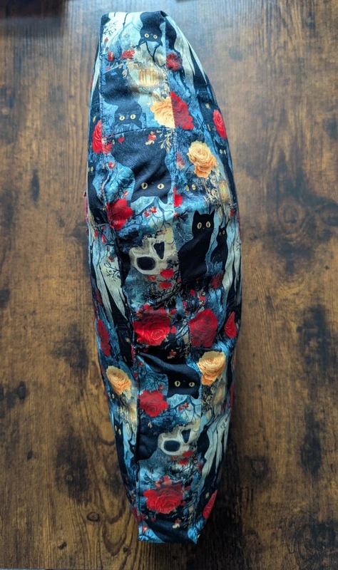 Gothic Black Cat and Rose Coffin Cusion