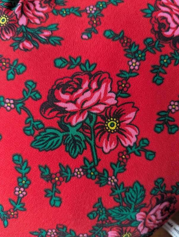 Handmade Heart-Shaped Cushion - Red Floral Folk Art