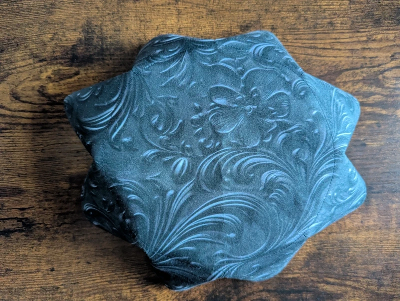 Handmade Multi-Function Textile Scalloped Bowl - Black Embossed Floral