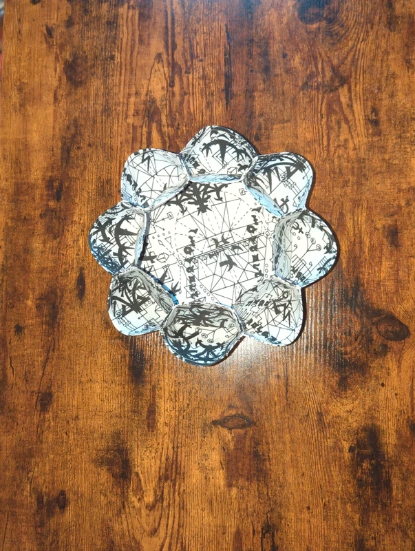 Handmade Multi-Function Textile Scalloped Bowl - Black & White