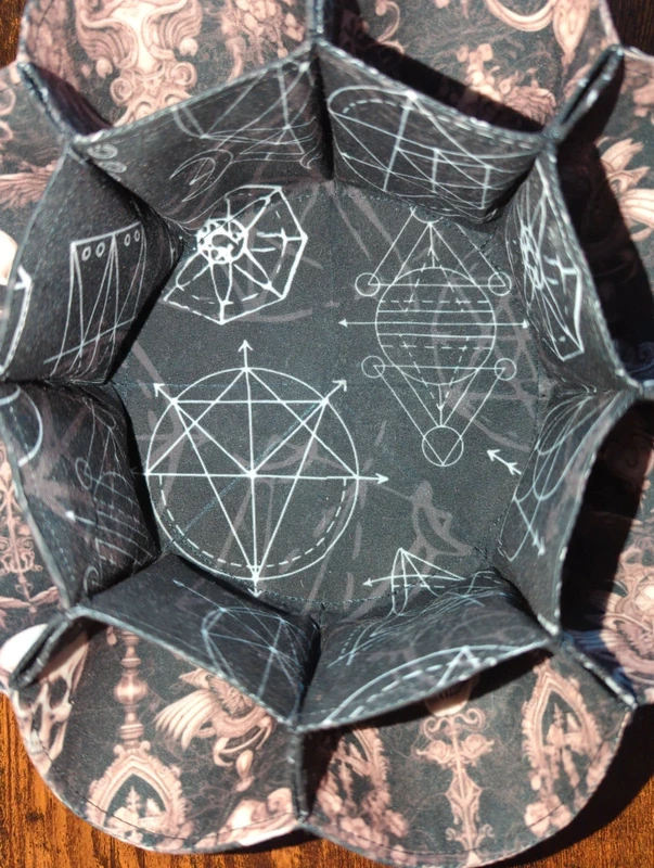 Handmade Multi-Function Textile Scalloped Bowl - Black with skull