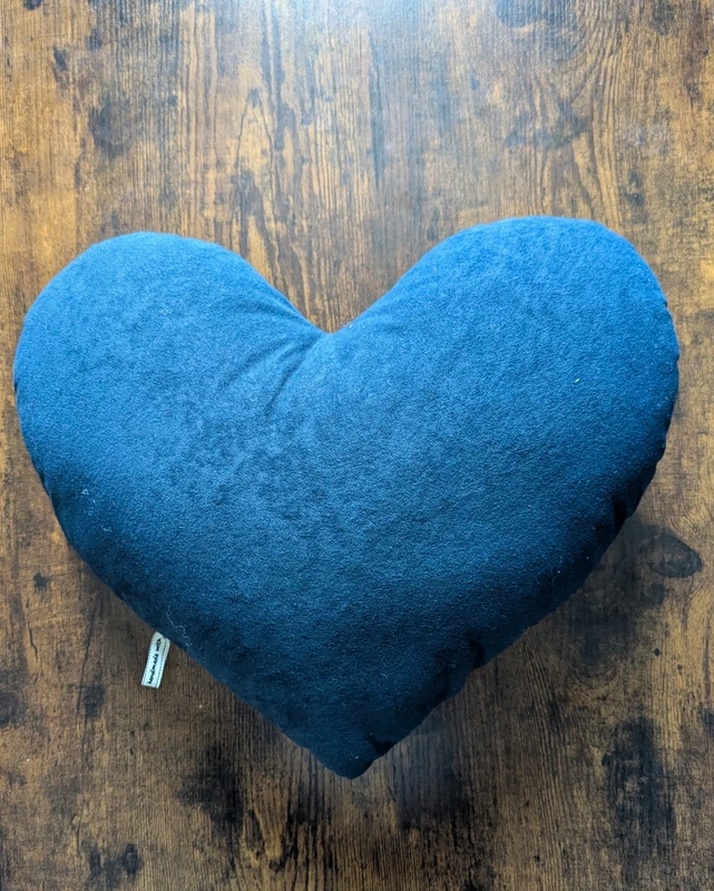 Handmade Reversible Heart-Shaped Decorative Pillow - Folk Floral & Navy Blue