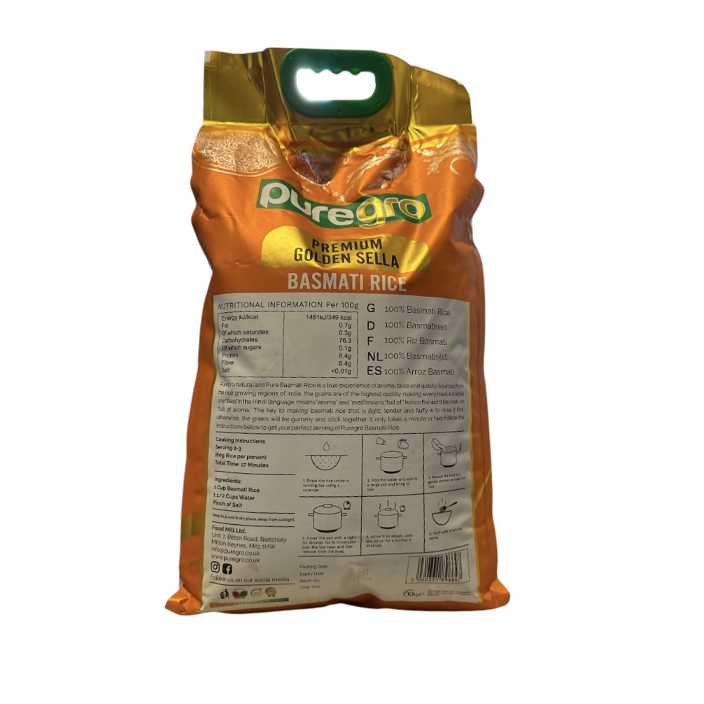 Puregro Golden Sella Basmati Rice 1x10kg