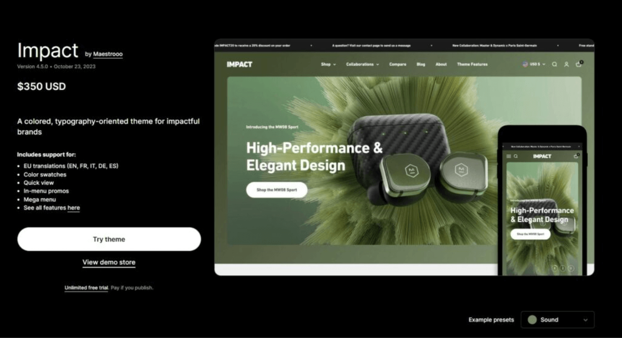 Tema Impact Shopify