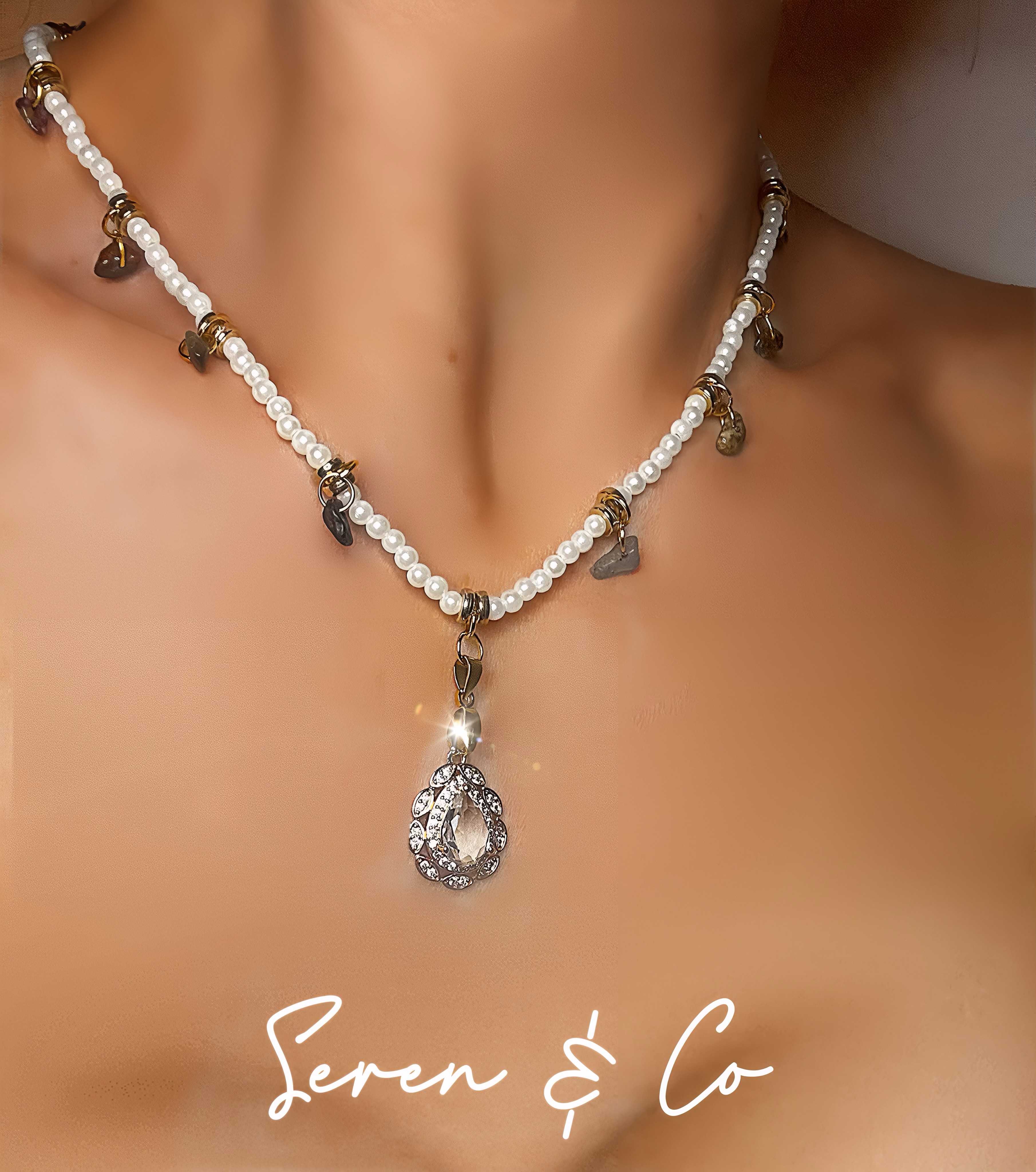 Infinite protection Pendant & Earrings set (Mahogany Obsidian & Quartz)