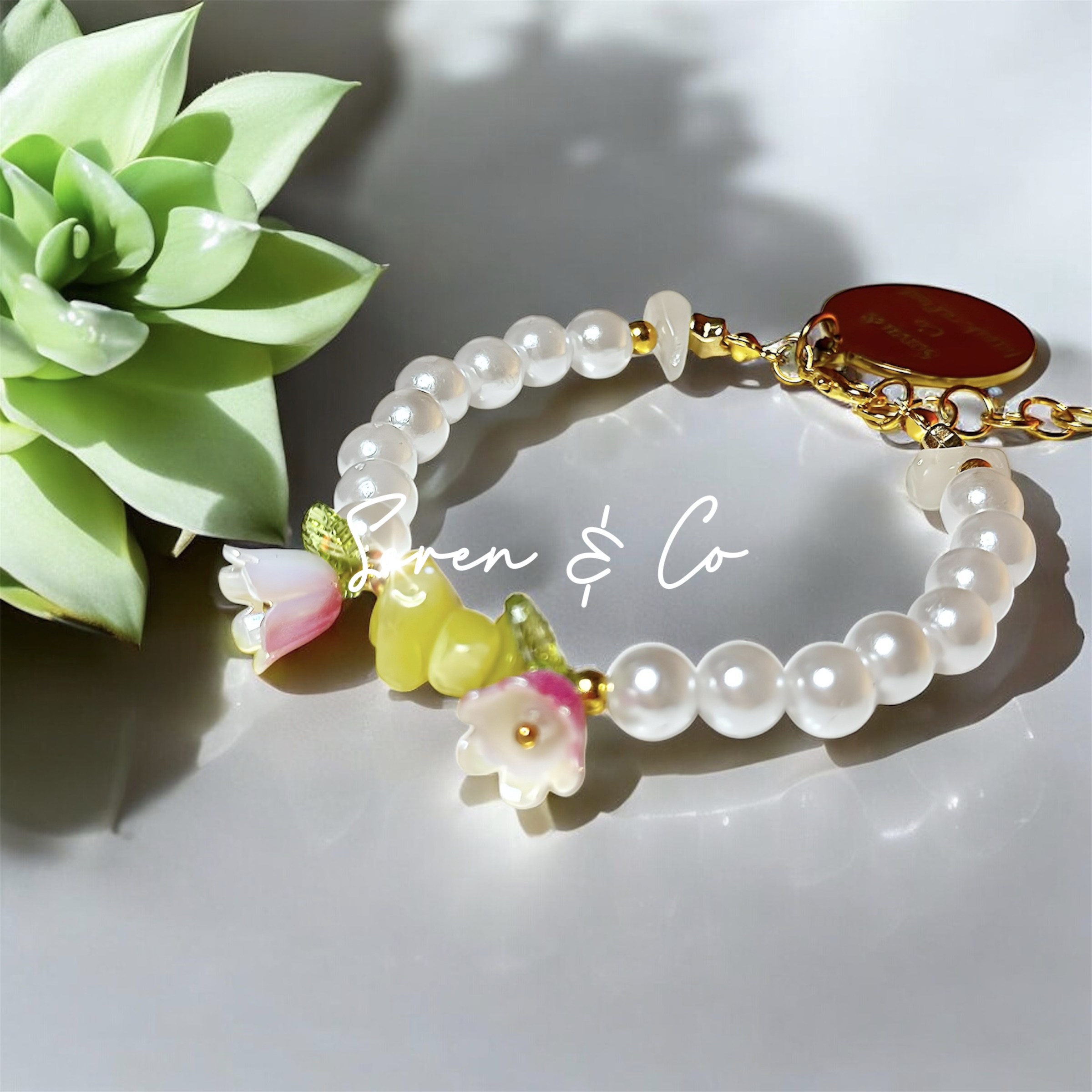 Eternal Bloom Bracelet & Earrings set (Lemon Calcite & Quartz)