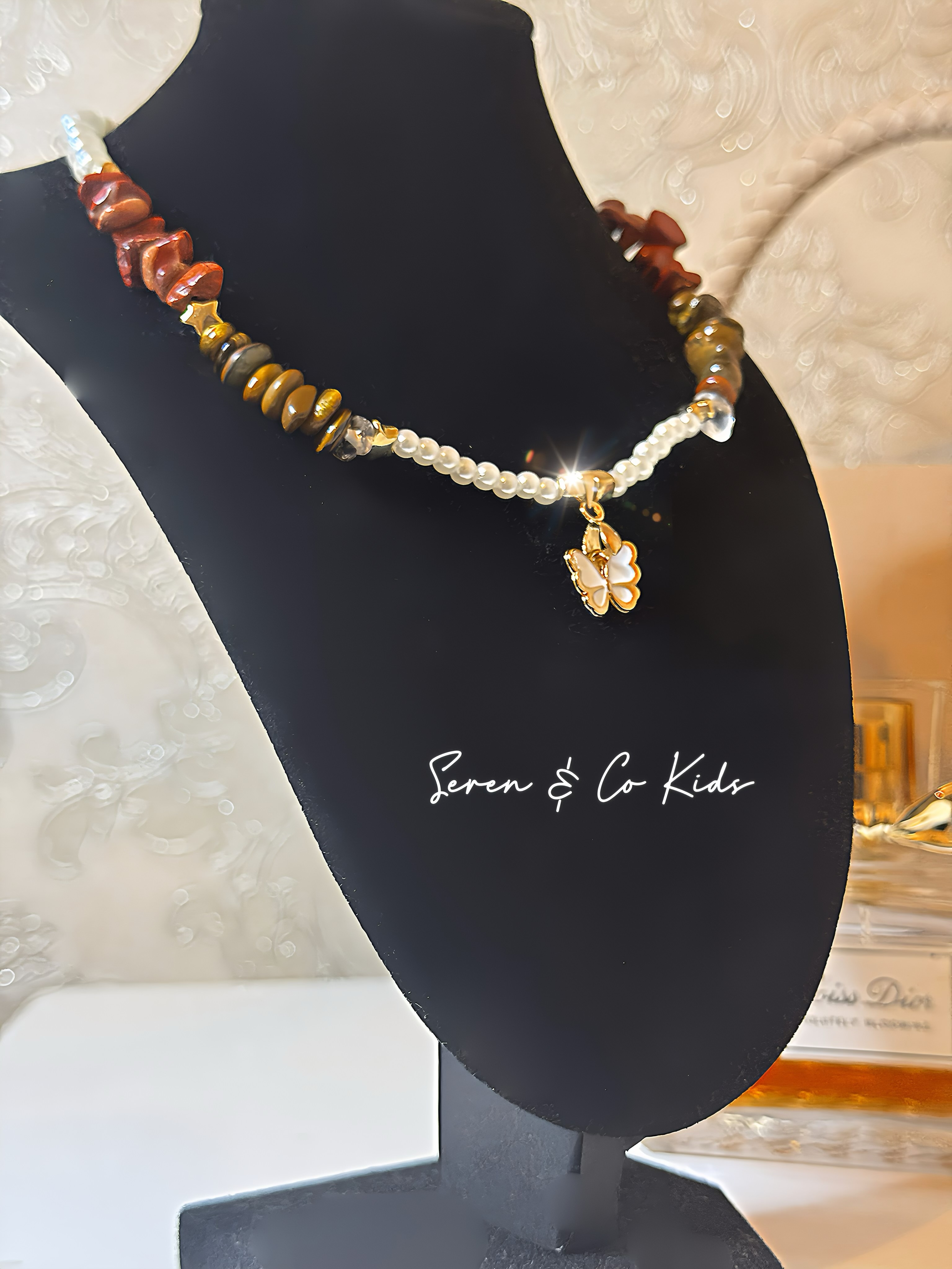 The Graceful Evolve Necklace (Tigers Eye, Mahogany obsidian, Clear Quartz)