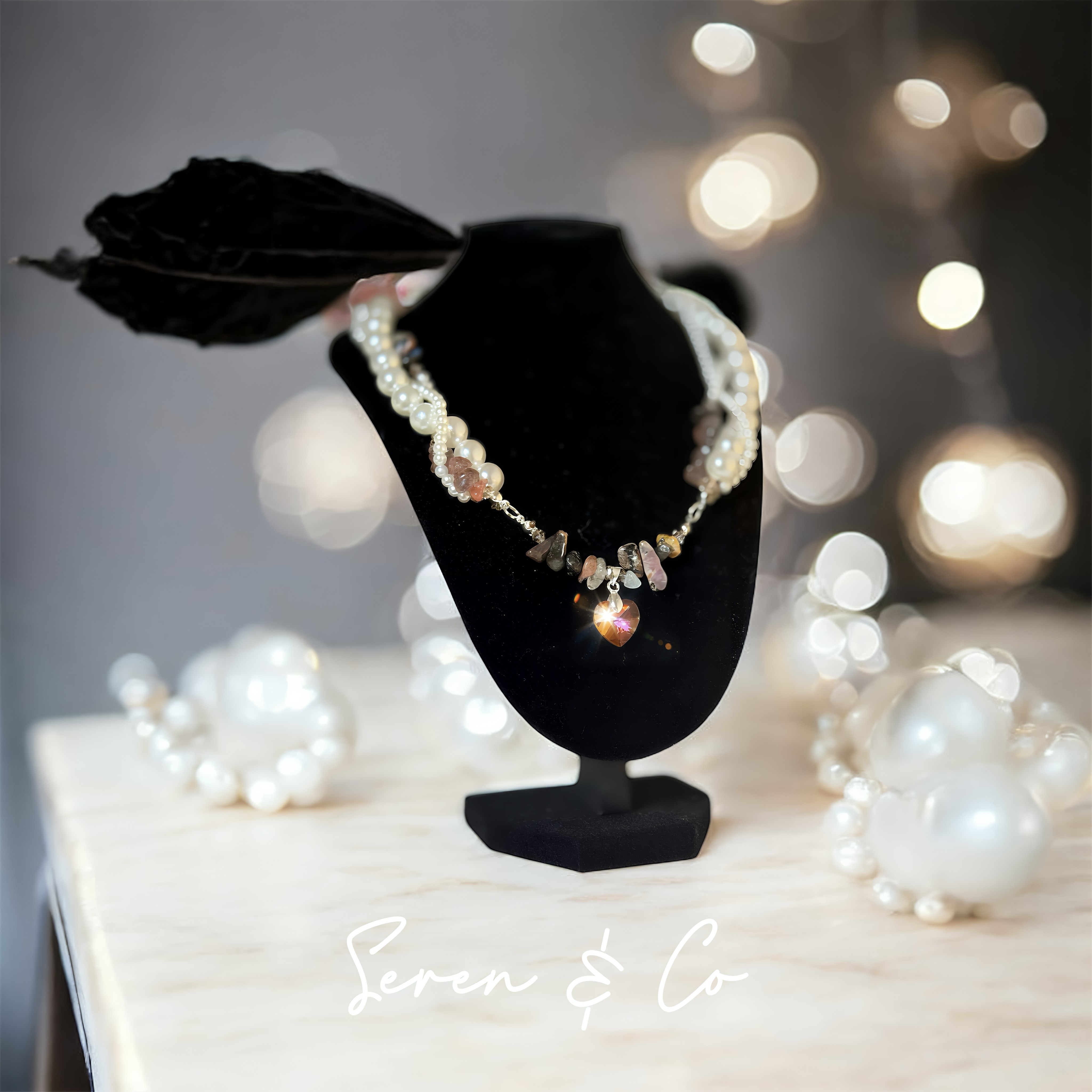 The Halo of Healing twisted pearl pendant (Tigers eye, Clear Quartz, Morganite, Chiastolite, Andara,