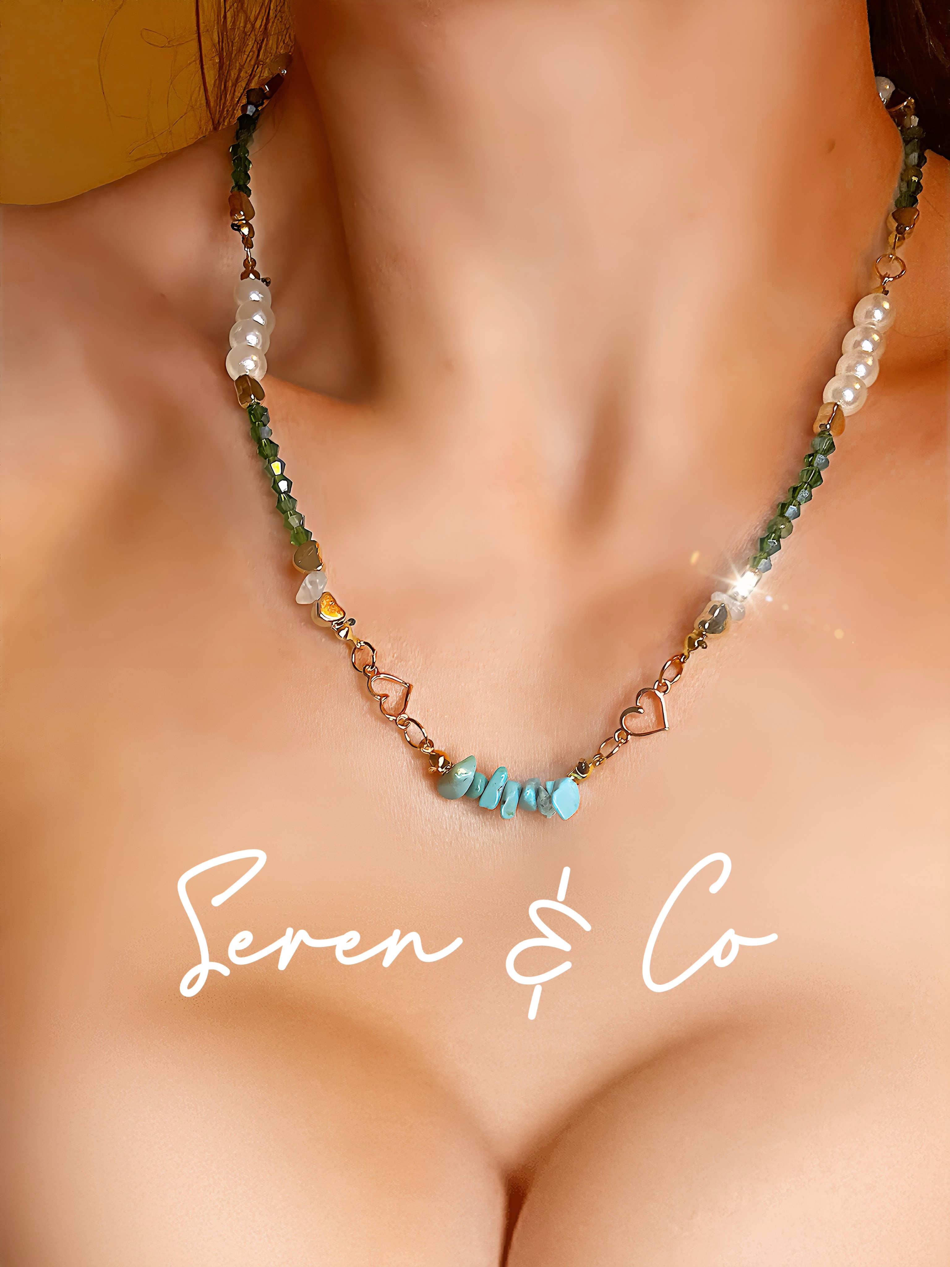 The Ocean Heart Necklace (Turquoise & Quartz)