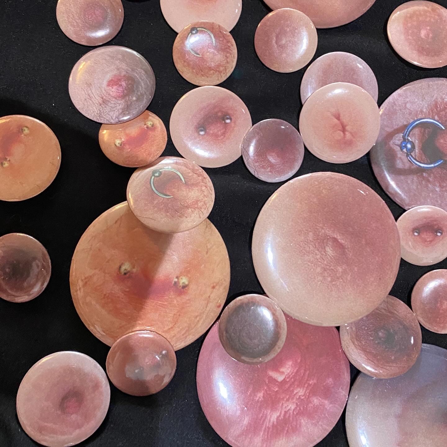 set of 5 nipple badges