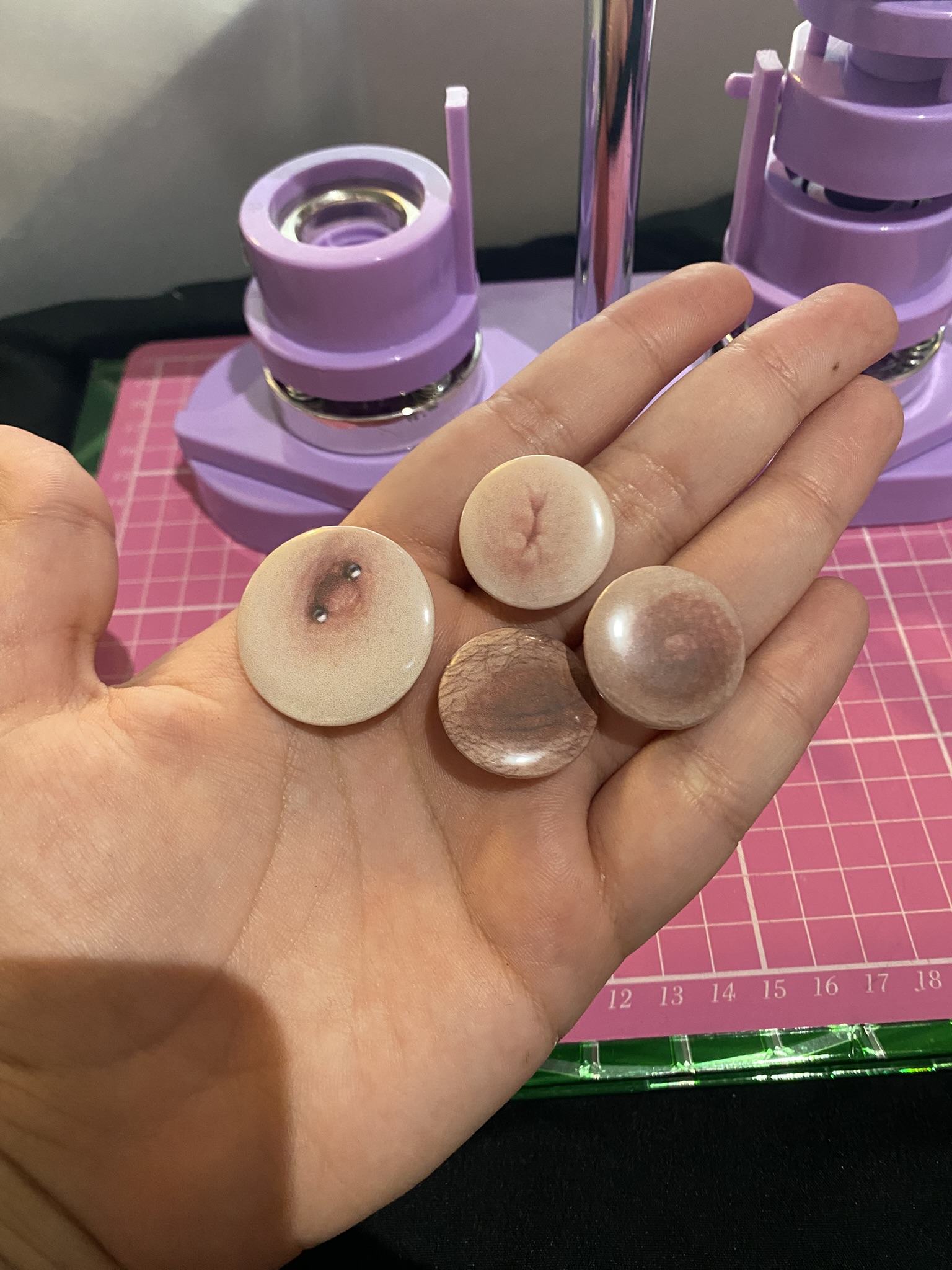 set of 5 nipple badges
