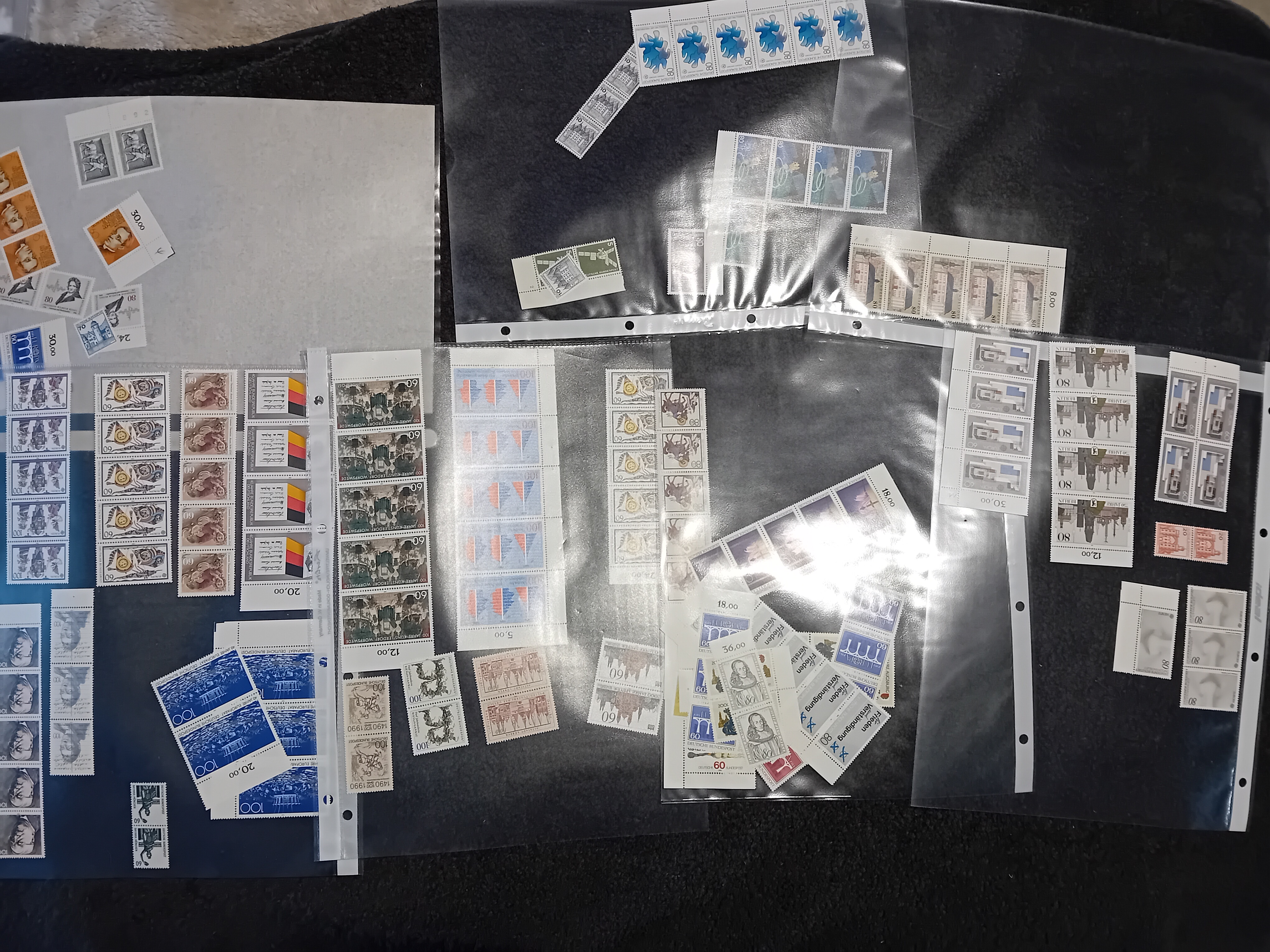 27 sleeves of german stamp strips/blocks ect MNH