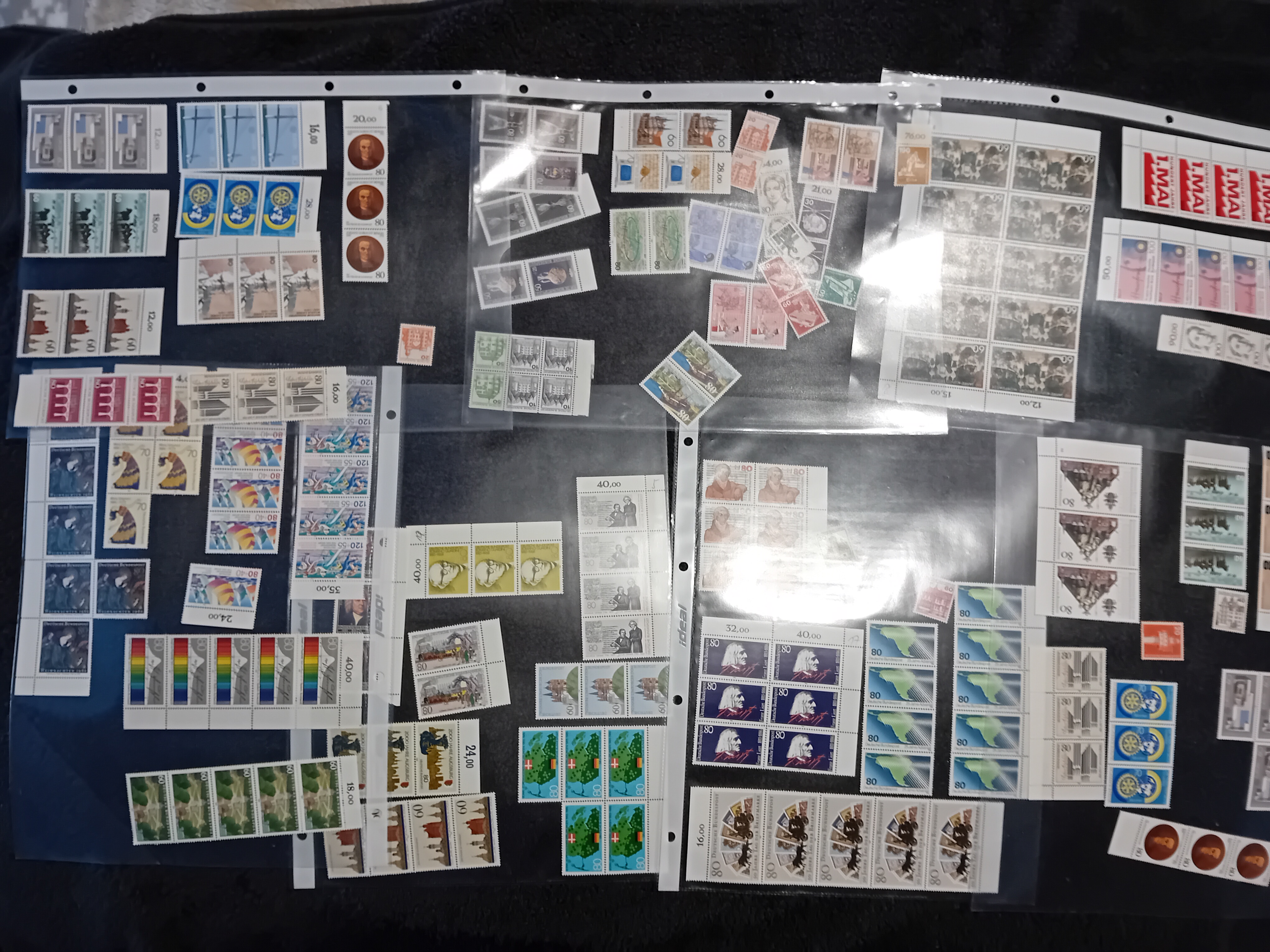 27 sleeves of german stamp strips/blocks ect MNH