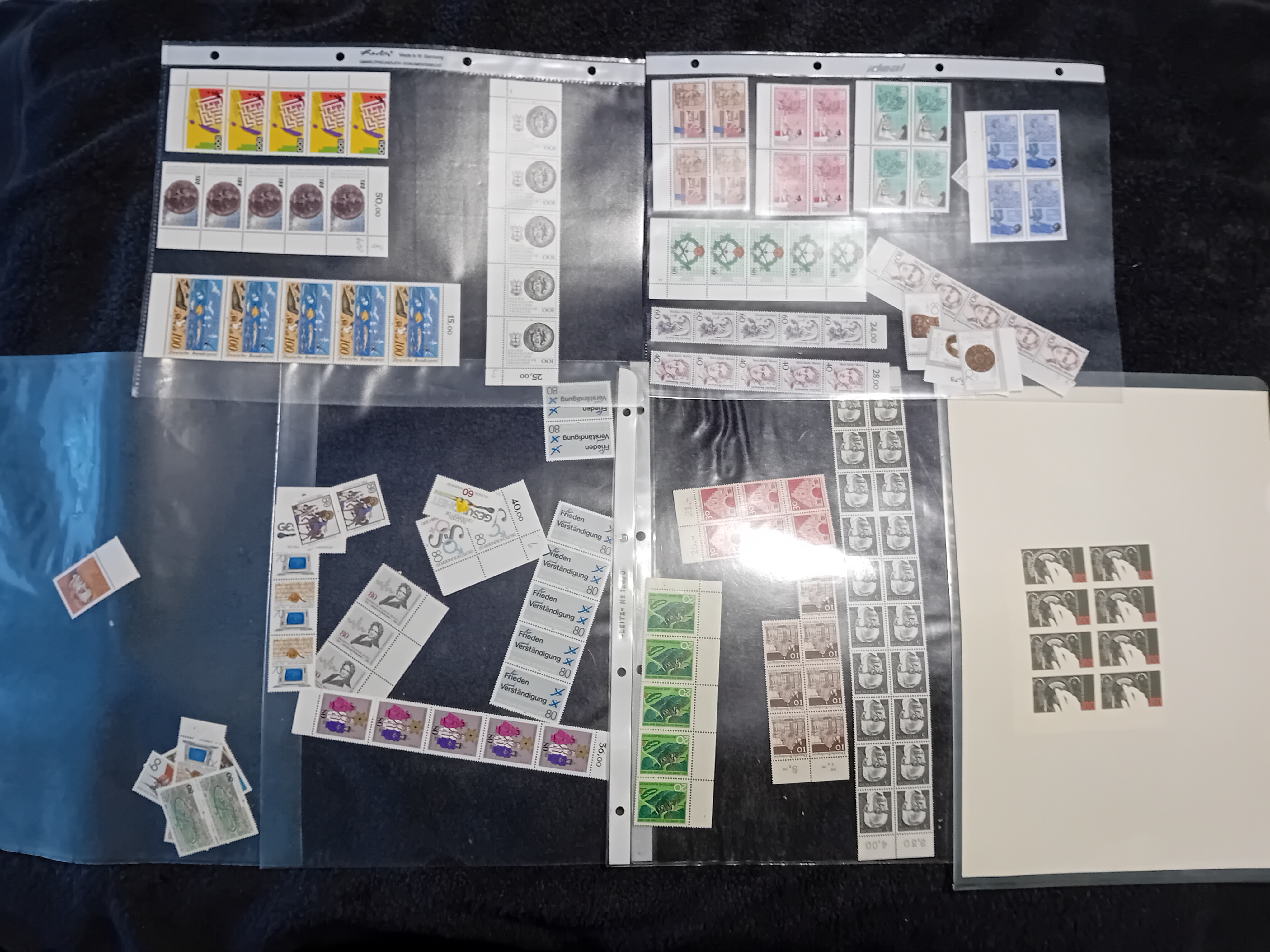 27 sleeves of german stamp strips/blocks ect MNH