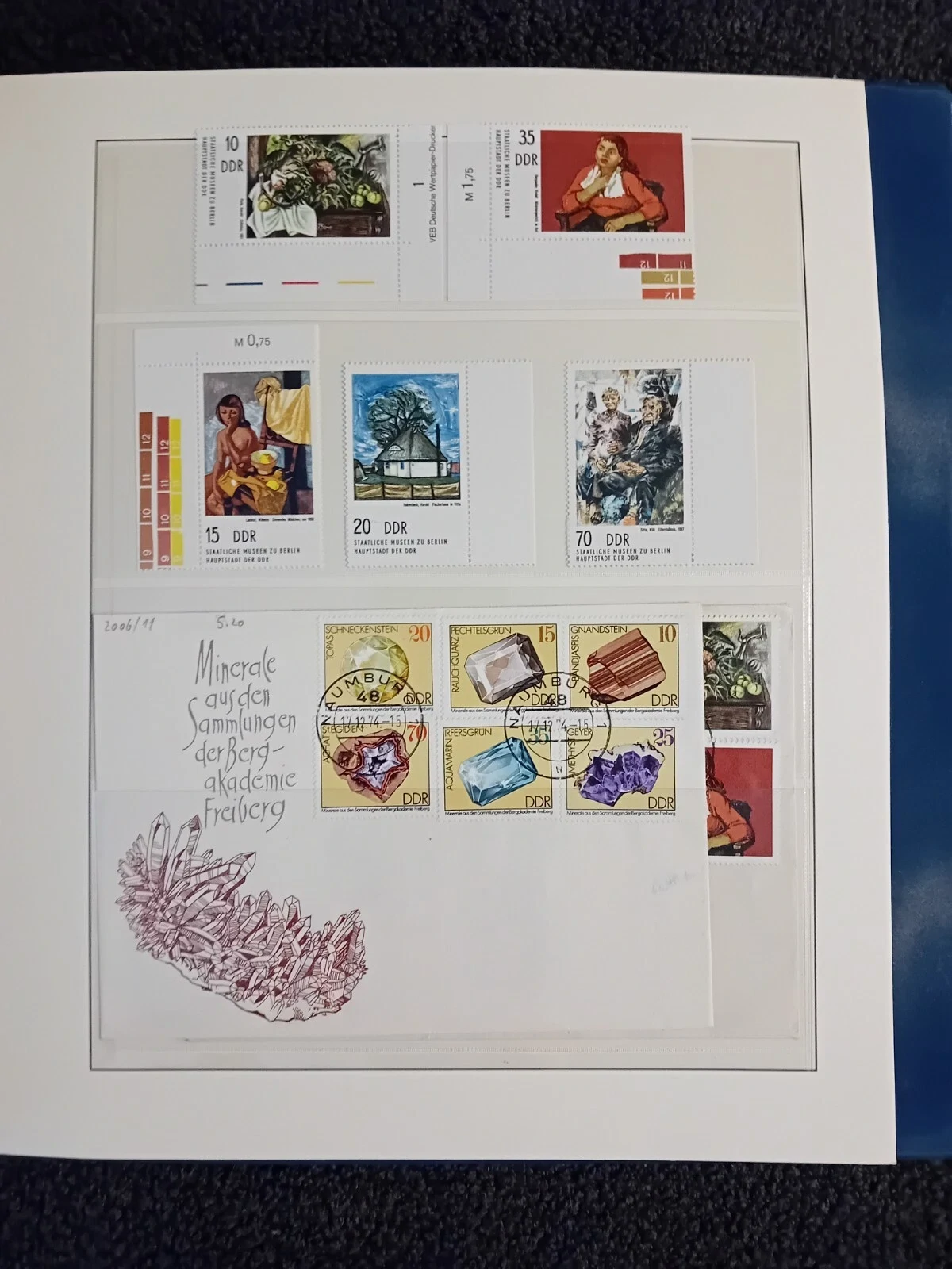 E Germany DDR 1973-76 MNH & Used stamps side by side + Some FDCs