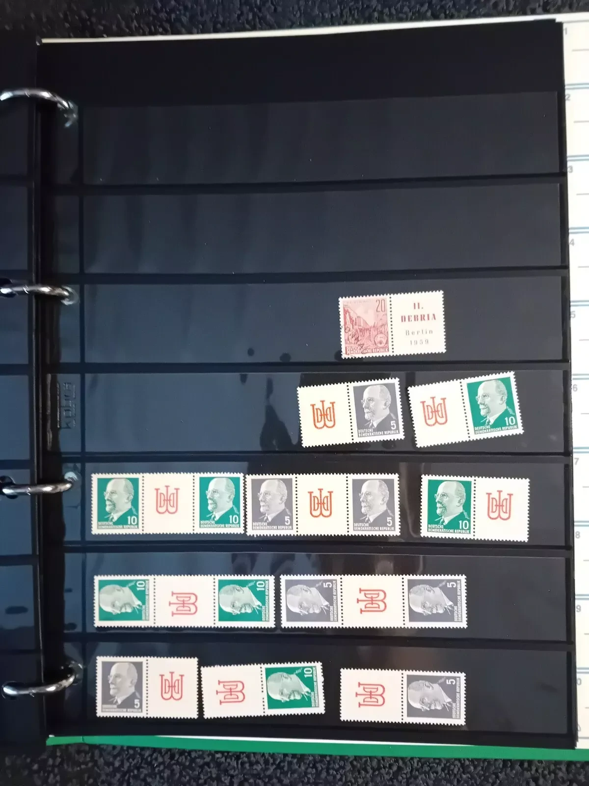 E Germany DDR used stamps on pages in folder all pages with stamps shown