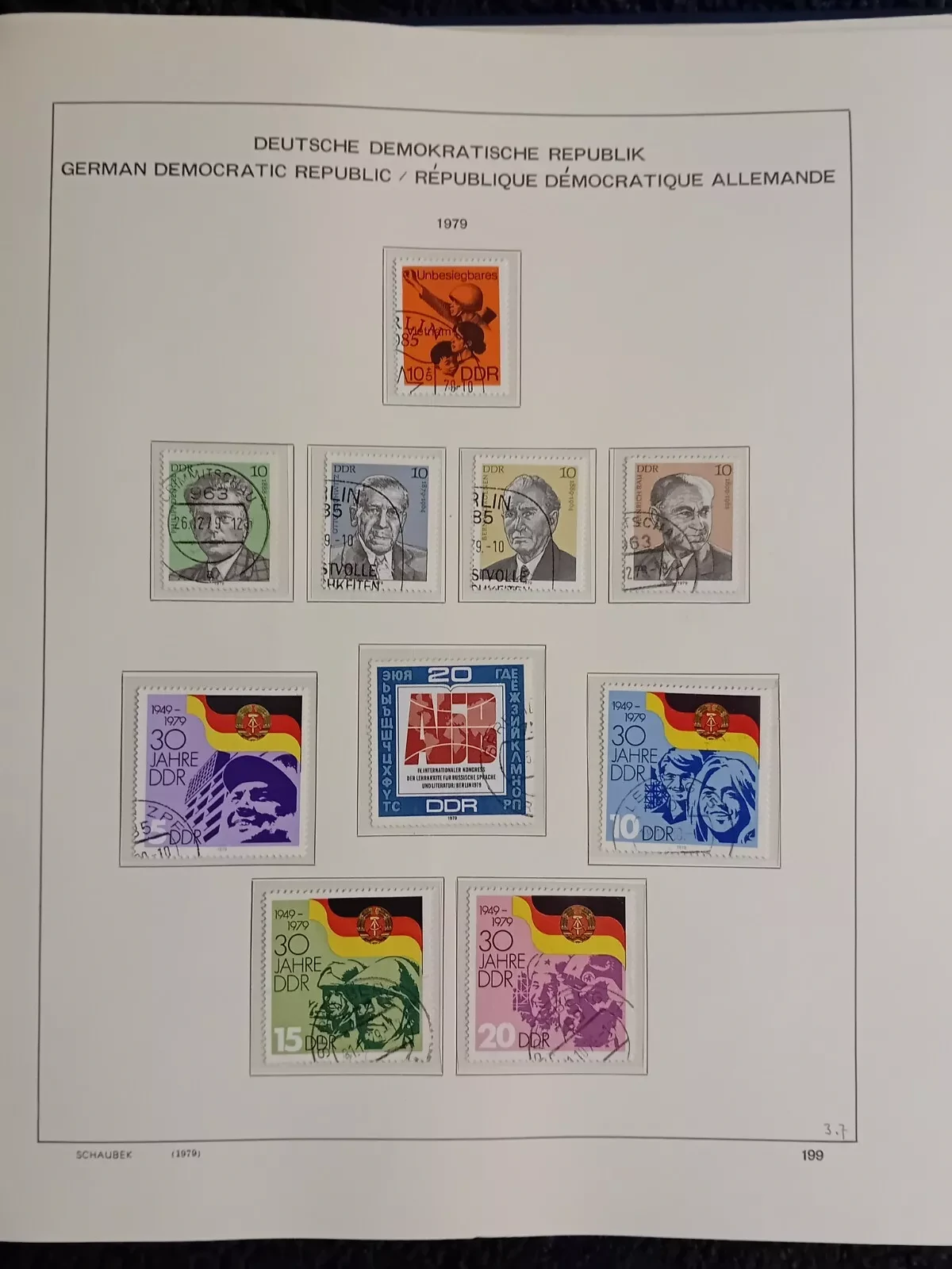 E Germany DDR used stamps in album approx. 70% full