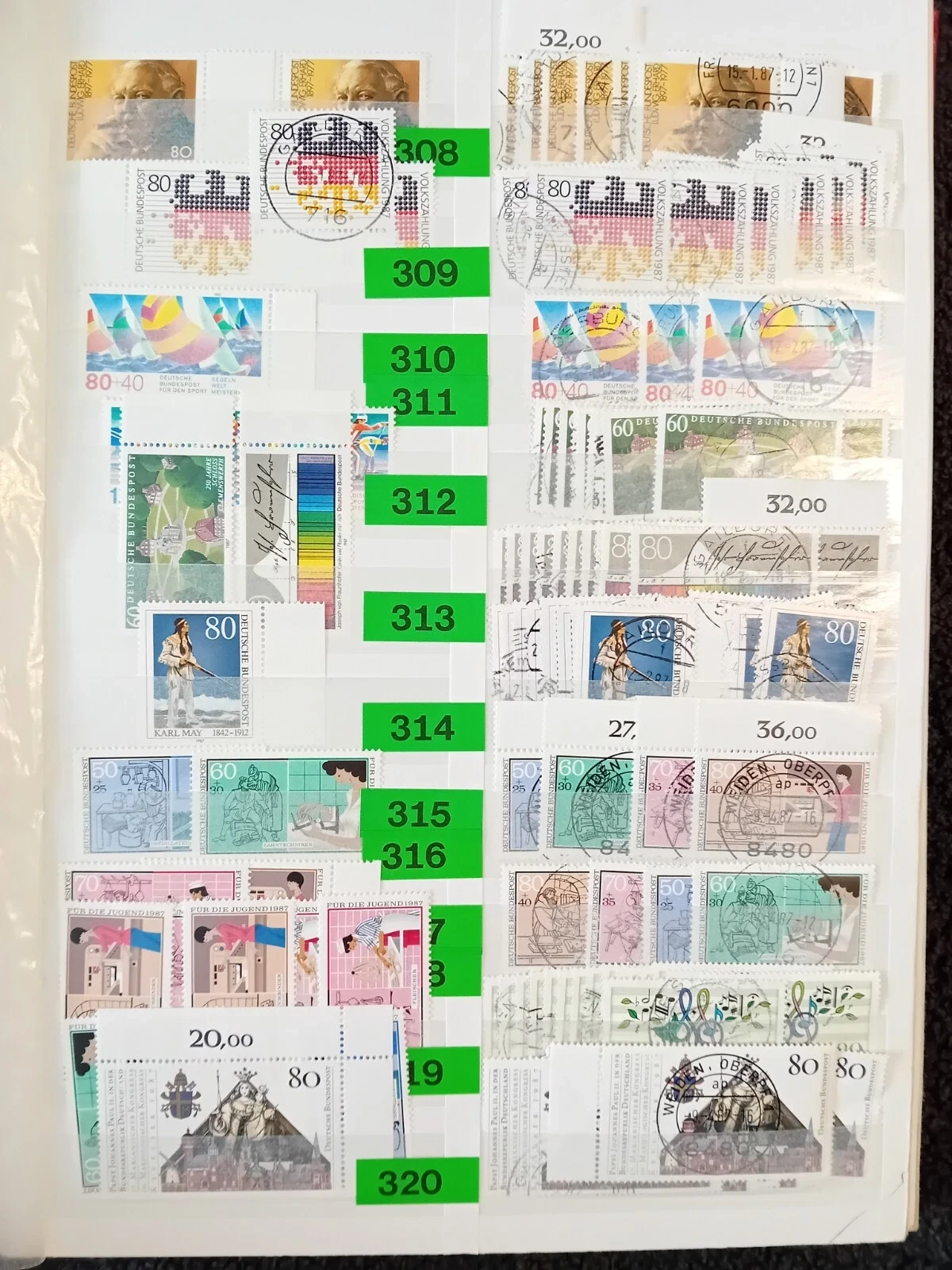 W Germany 1976-1991 used stamps in 32 page/64 side album with duplication