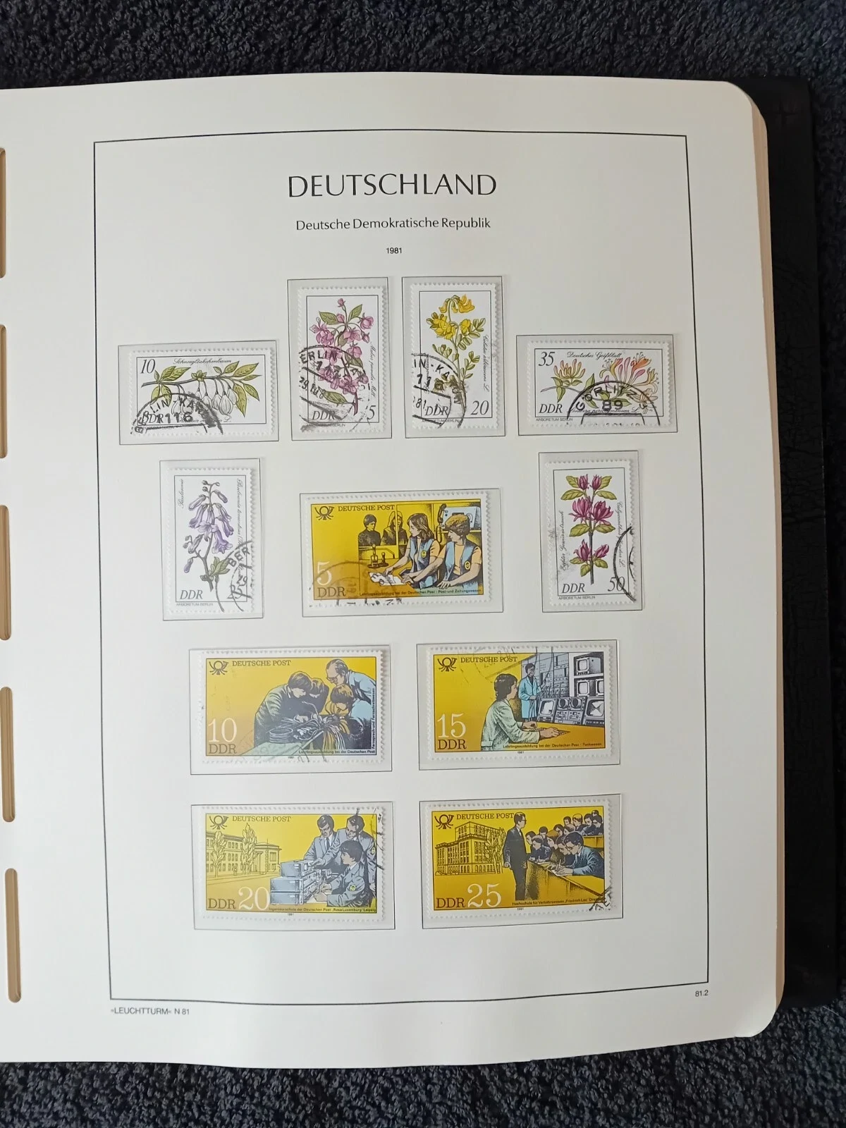 E Germany DDR 1981-1990 used stamps in album approx. 95% complete