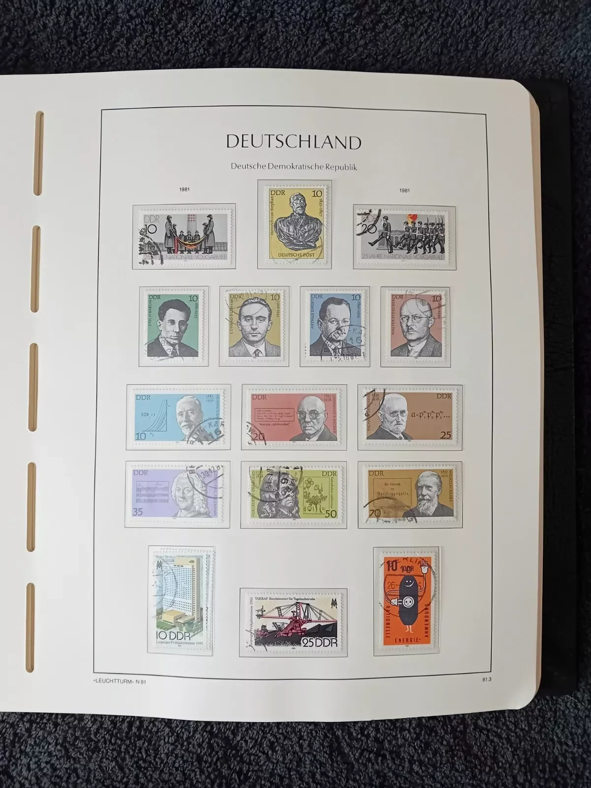 E Germany DDR 1981-1990 used stamps in album approx. 95% complete