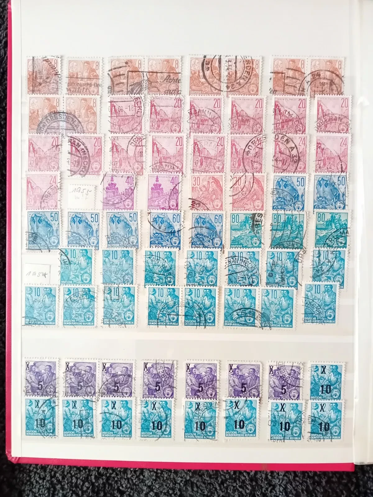 E Germany DDR used stamps in 8 page/16 side album with duplication