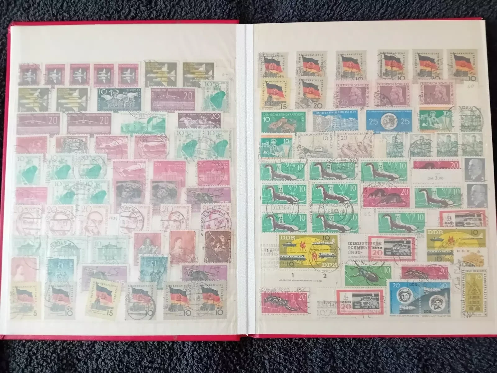 E Germany DDR used stamps in 8 page/16 side album with duplication