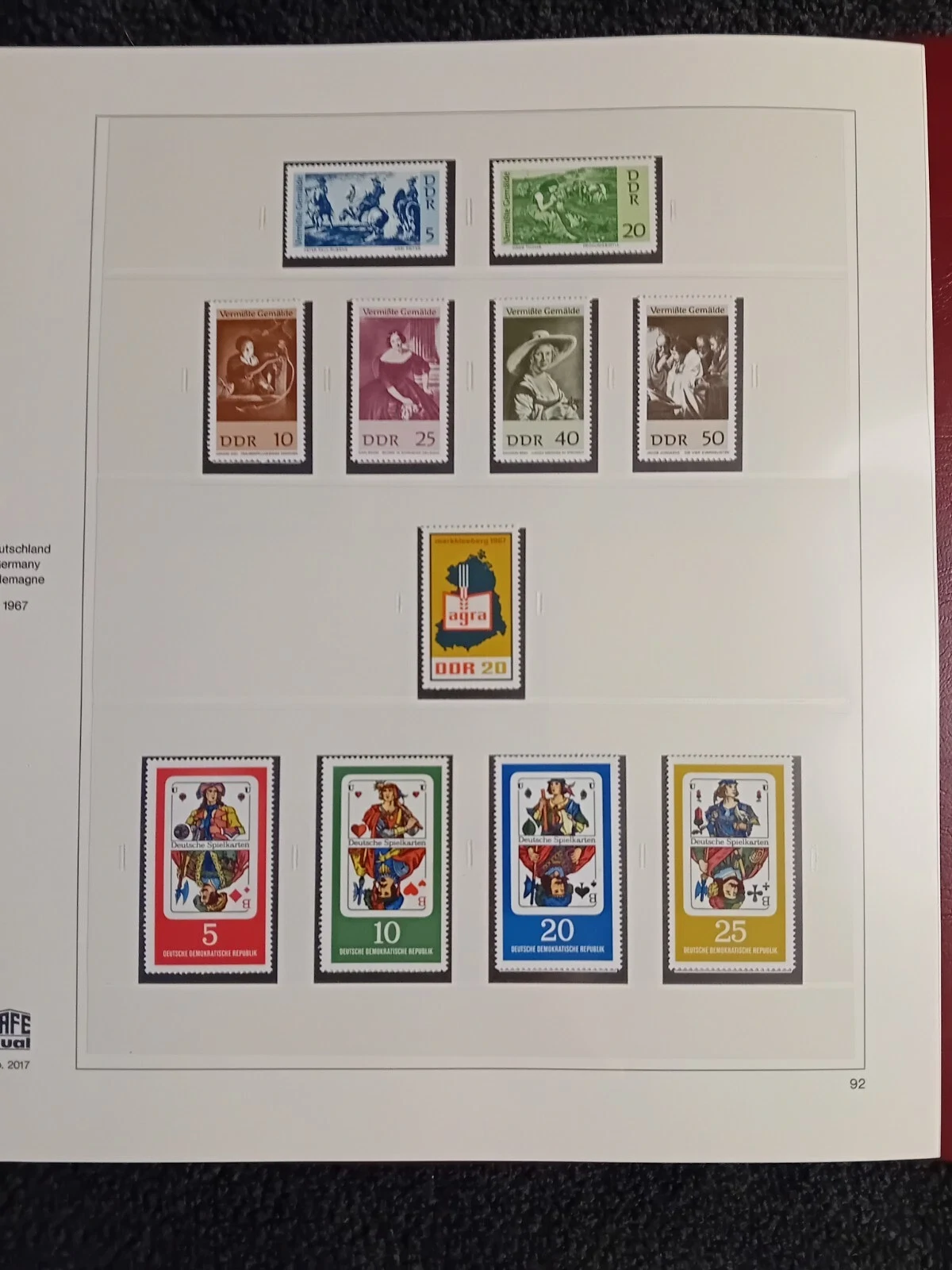 E Germany DDR MNH stamps 1967-1970 in album approx. 95% complete