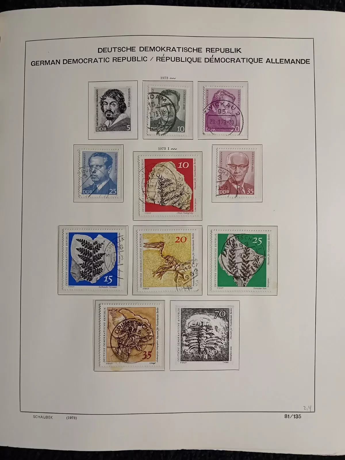 E Germany DDR used stamps in album approx. 70% full