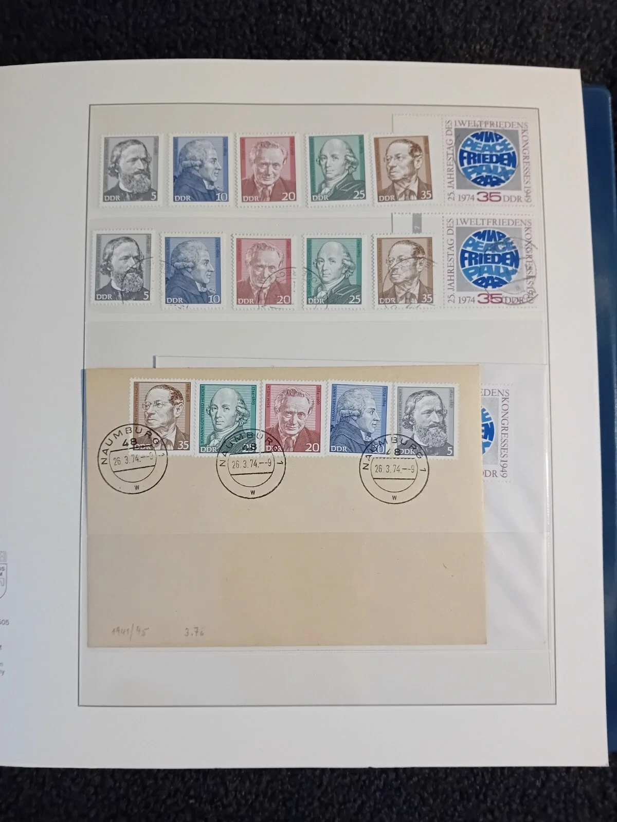 E Germany DDR 1973-76 MNH & Used stamps side by side + Some FDCs