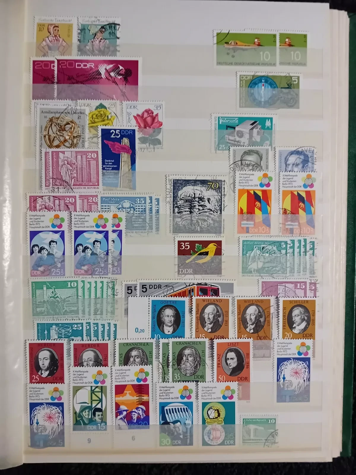E Germany DDR used stamps in 15 page/30 side album only 10 pages have stamps