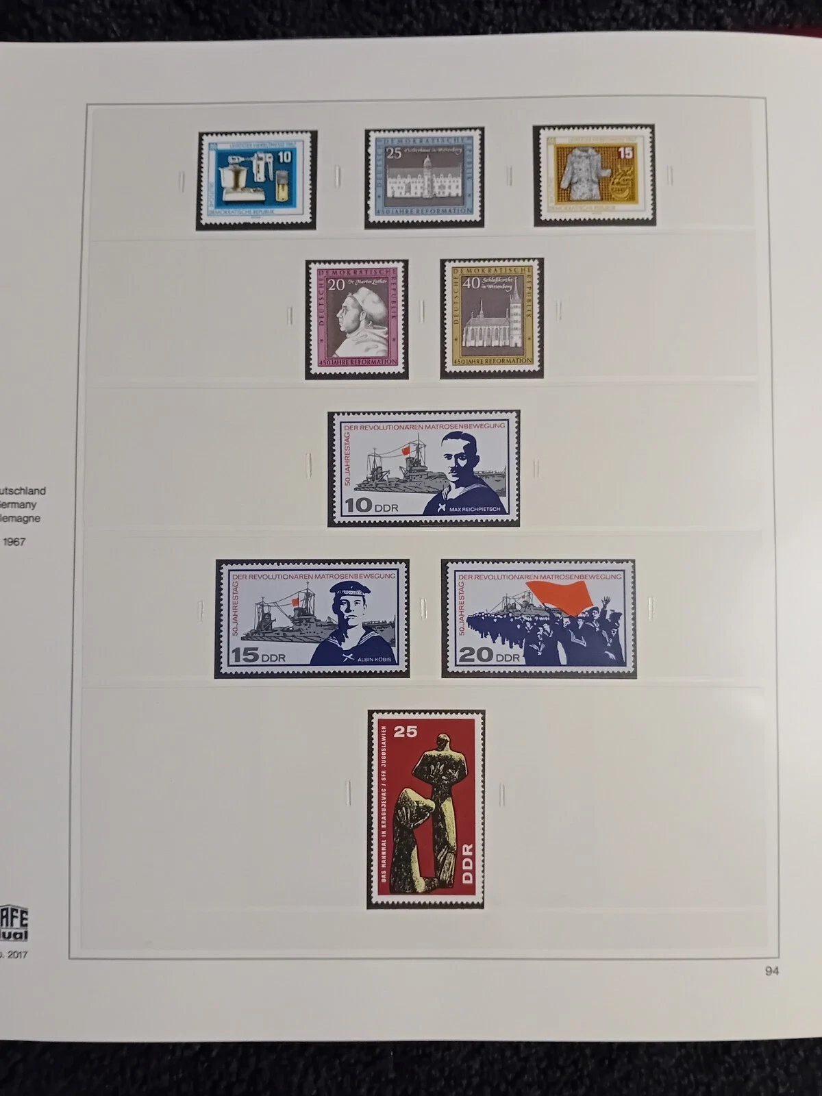 E Germany DDR MNH stamps 1967-1970 in album approx. 95% complete