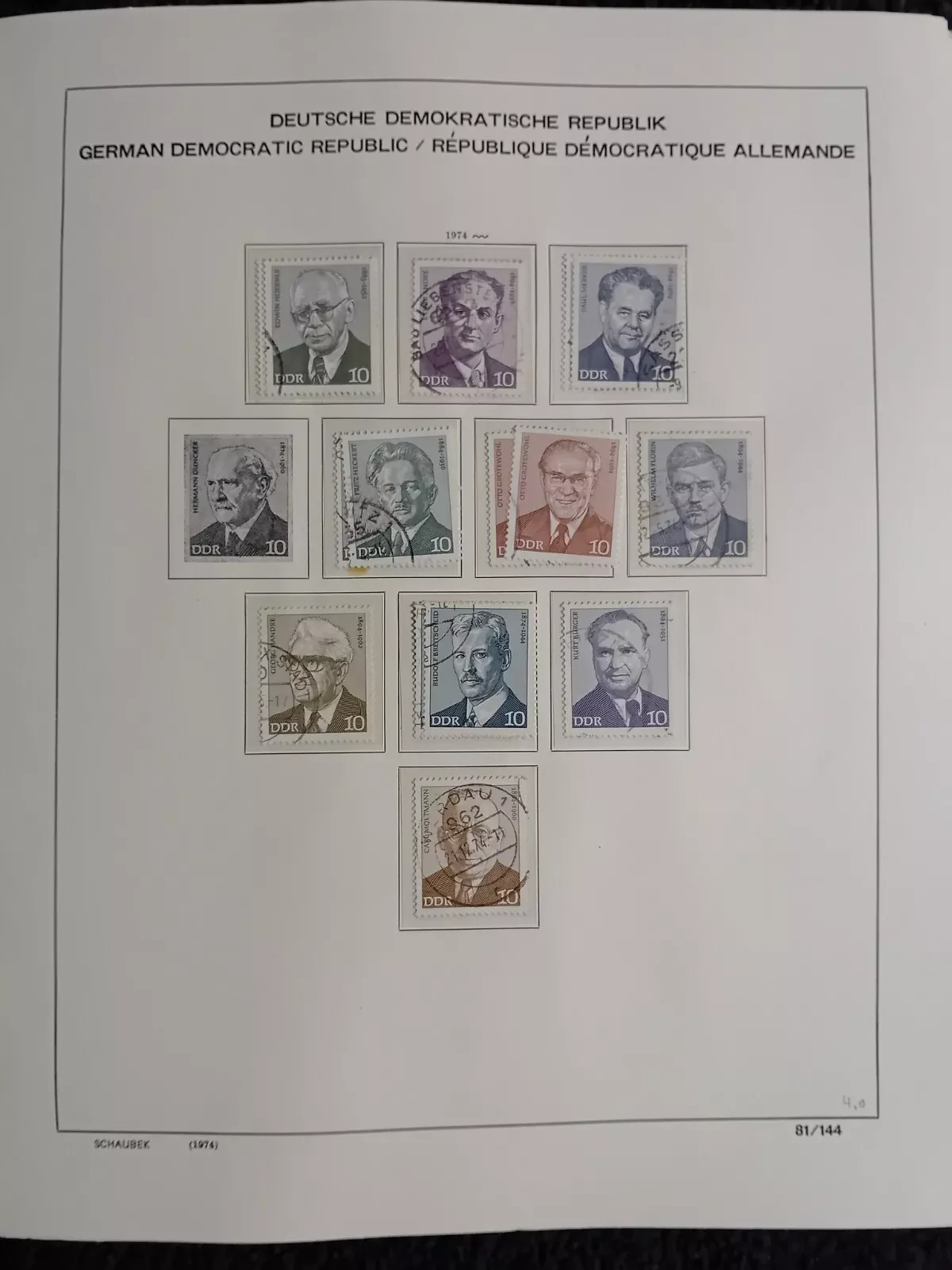 E Germany DDR used stamps in album approx. 70% full