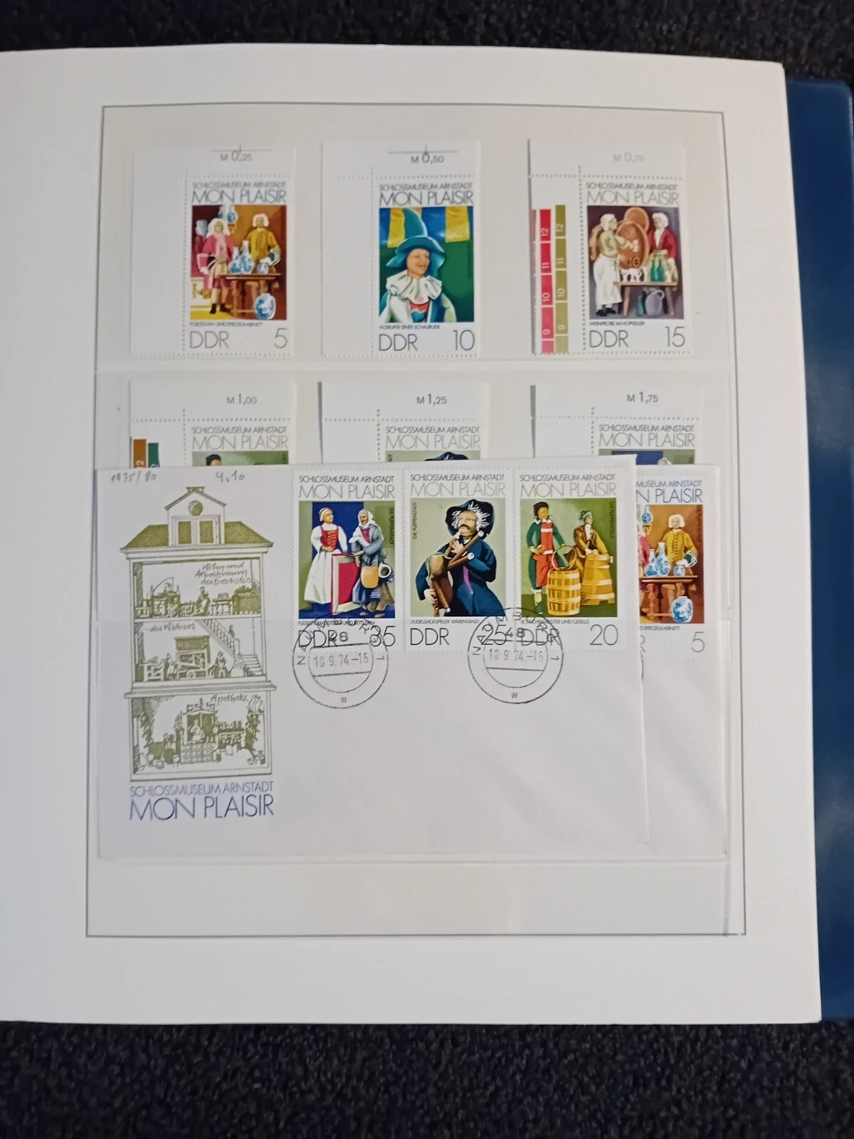E Germany DDR 1973-76 MNH & Used stamps side by side + Some FDCs