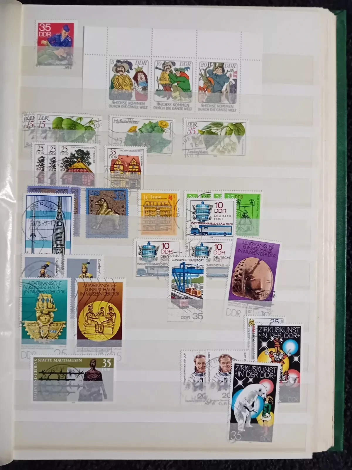 E Germany DDR used stamps in 15 page/30 side album only 10 pages have stamps