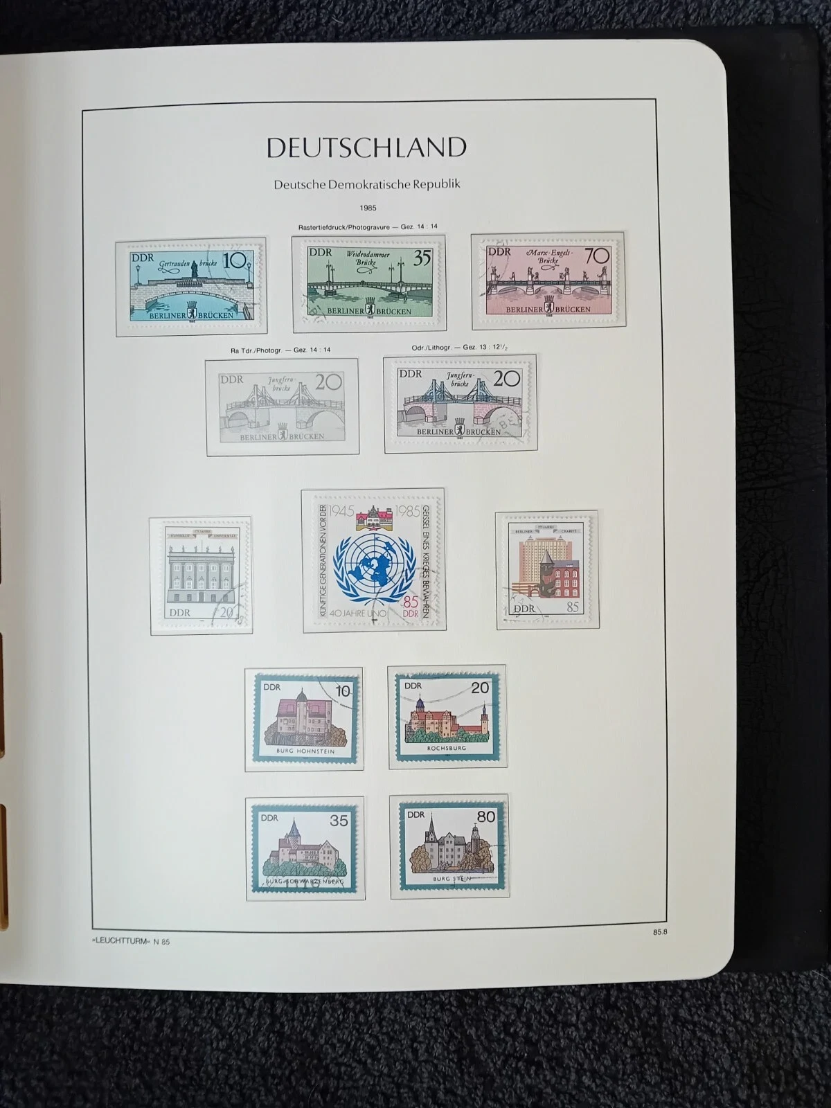 E Germany DDR 1981-1990 used stamps in album approx. 95% complete